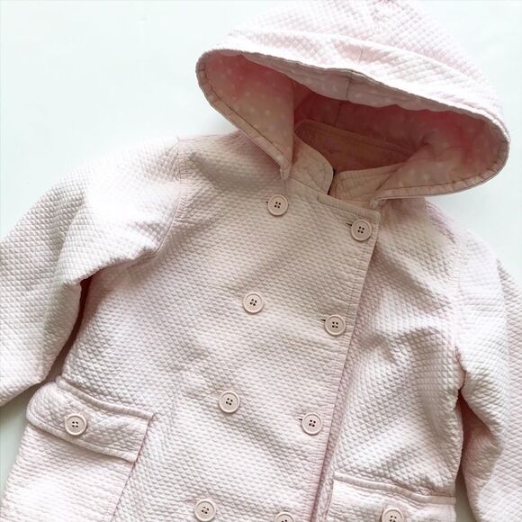 BabyGap pink textured hooded jacket GUC  4T - Picture 2 of 6